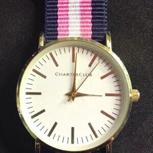 Charter Club Watch – Model 17760, Striped Fabric Strap